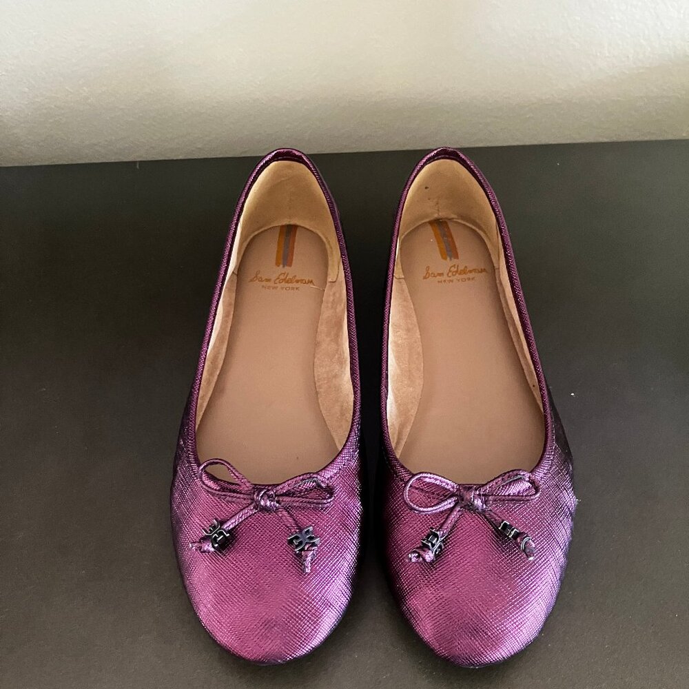 SAM EDELMAN FELICIA LUXE ORCHID METALLIC BALLET FLATS - SIZE 7